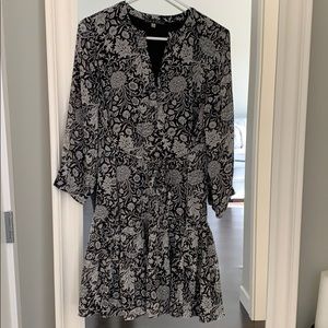 3/4 sleeve polyester tie waist dress!